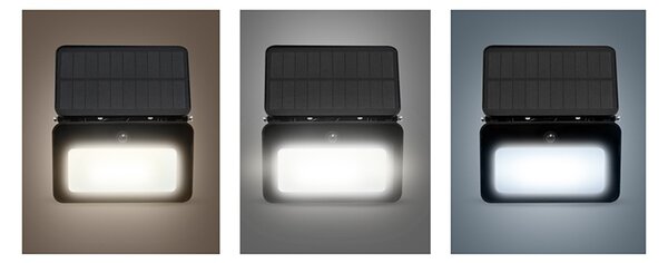 SOLIGHT LED solární osvětlení se senzorem 6W, 660lm, CCT, Li-Ion, černá