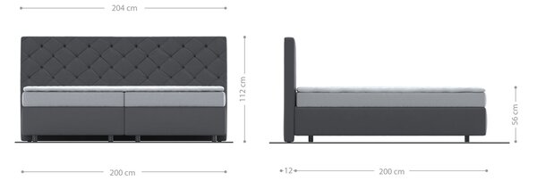 DELIFE Boxspring postel Dream-Great mikrovlákno antracitová vintage 200×200 cm bonellová matrace PU-topper