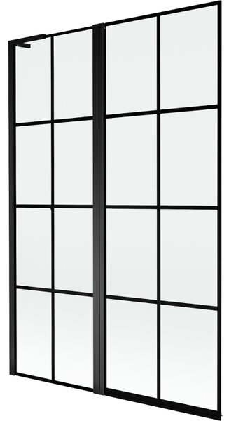 Mexen Mist L, 2-křídlová vanová zástěna, levá 120 x 150 cm, černá mřížka, černá - 8A9L-120-011-70-77-L