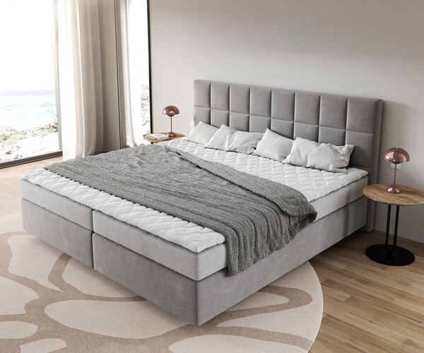 DELIFE Boxspring postel Dream-Fine mikrovlákno šedá 200x200 cm Bonell matrace PU topper