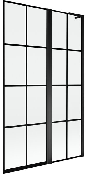 Mexen Mist L, 2-křídlová vanová zástěna, pravá 110 x 150 cm, černá mřížka, černá - 8A9L-110-011-70-77-P