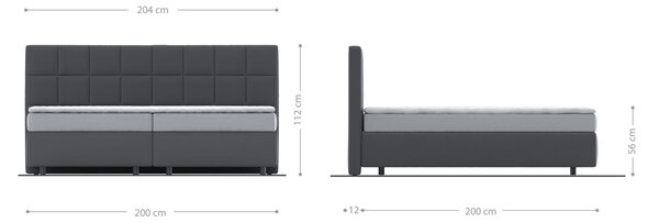 DELIFE Boxspring postel Dream-Fine mikrovlákno antracitová vintage 200x200 cm bonell-matrace PU-topper