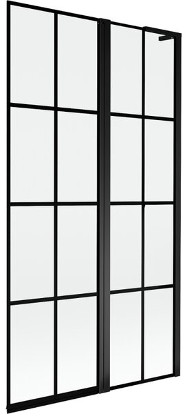 Mexen Mist L, 2-křídlová vanová zástěna, pravá 100 x 150 cm, černá mřížka, černá - 8A9L-100-011-70-77-P