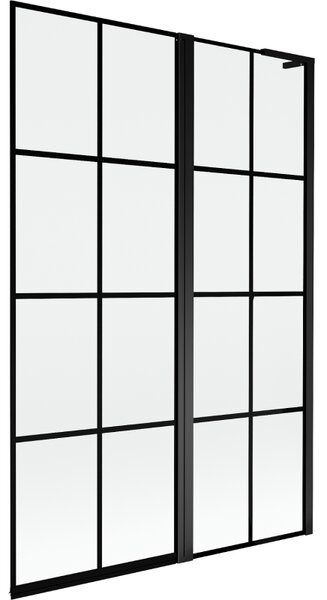 Mexen Mist L, 2-křídlová vanová zástěna, pravá 120 x 150 cm, černá mřížka, černá - 8A9L-120-011-70-77-P