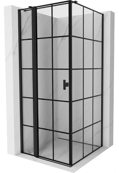 Mexen Mist T, sprchový kout s křídlovými dveřmi, levý, 70 x 70 cm, 8mm čiré sklo, černý profil, 8A4T-070-070-70-77-L