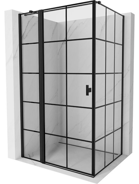 Mexen Mist T, sprchový kout s křídlovými dveřmi, levý, 70 x 80 cm, 8mm čiré sklo, černý profil, 8A4T-070-080-70-77-L