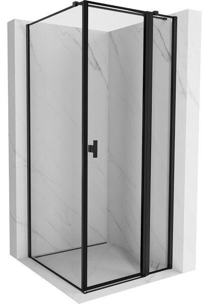 Mexen Mist T, sprchový kout s křídlovými dveřmi, pravý, 70 x 70 cm, 8mm čiré sklo, černý profil, 8A4T-070-070-70-70-P