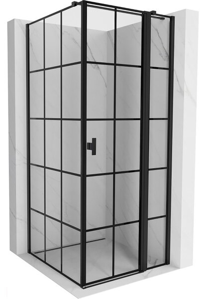 Mexen Mist T, sprchový kout s křídlovými dveřmi, pravý, 70 x 70 cm, 8mm čiré sklo, černý profil, 8A4T-070-070-70-77-P