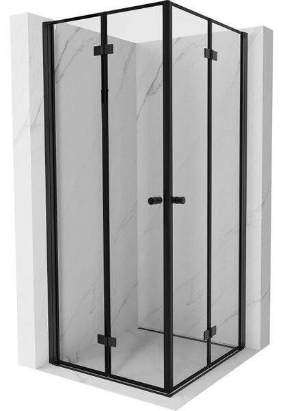 Mexen Mist-F Duo, skládací sprchový kout 70 x 70 cm, čiré sklo-černý rám, 8A6-070L-070P-70-70