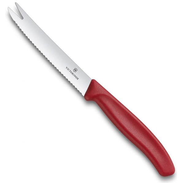 Nůž na sýr a uzeniny zoubkovaný SWISS CLASSIC 11 cm červený - Victorinox (SWISS CLASSIC zoubkovaný nůž na sýr a uzeniny, 11 cm červený - Victorinox)