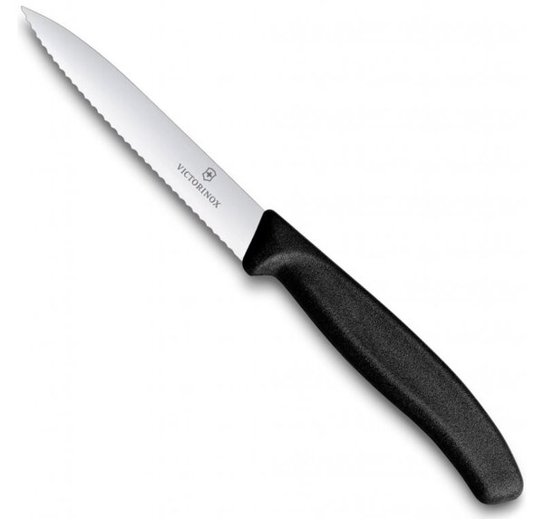 Nůž na zeleninu zoubkovaný SWISS CLASSIC 10 cm černý - Victorinox (SWISS CLASSIC zoubkovaný nůž na zeleninu, 10 cm černý - Victorinox)
