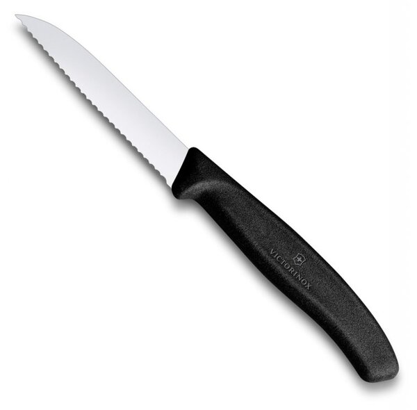 Nůž na zeleninu zoubkovaný SWISS CLASSIC 8 cm černý - Victorinox (SWISS CLASSIC zoubkovaný nůž na zeleninu, černý - Victorinox)