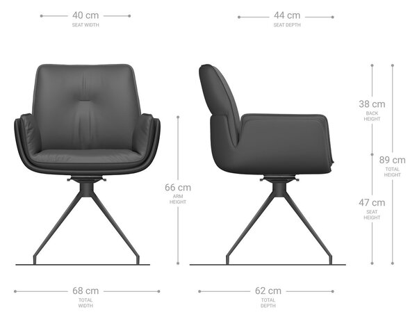 DELIFE Jídelní židle Nela-Flex kombinace materiálů tmavě béžová křížová podnož zúžená černá otočný o 180°