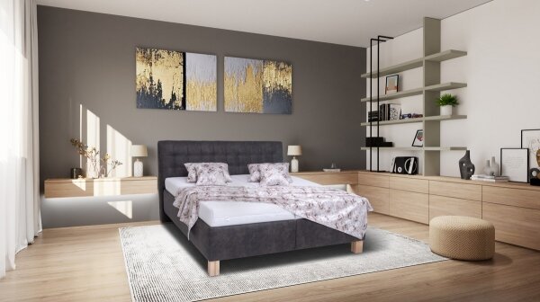 Čalouněná postel s úložným prostorem bez matrace VIOLET 180x200 cm tmavě šedá