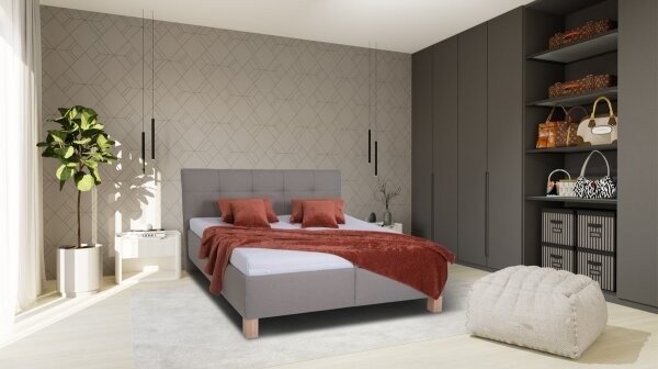 Čalouněná postel s matrací a úložným prostorem MARIA 180x200 cm taupe