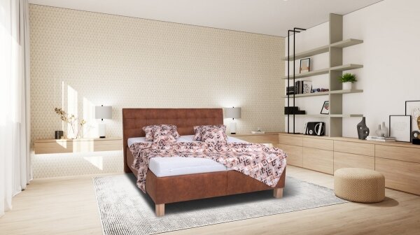 Čalouněná postel s úložným prostorem bez matrace VIOLET 180x200 cm koňak. hnědá