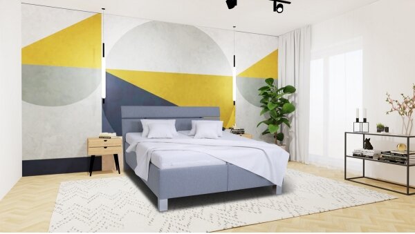 Čalouněná postel s matrací a úložným prostorem ALIS 160x200 cm světle šedá