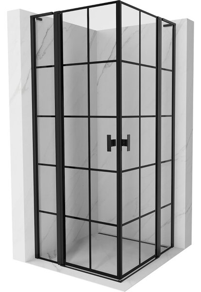 Mexen Mist L Duo sprchový kout s otevíracími dveřmi 120 x 120 cm, černá mřížka, černý - 8A4L-120L-120P-70-77