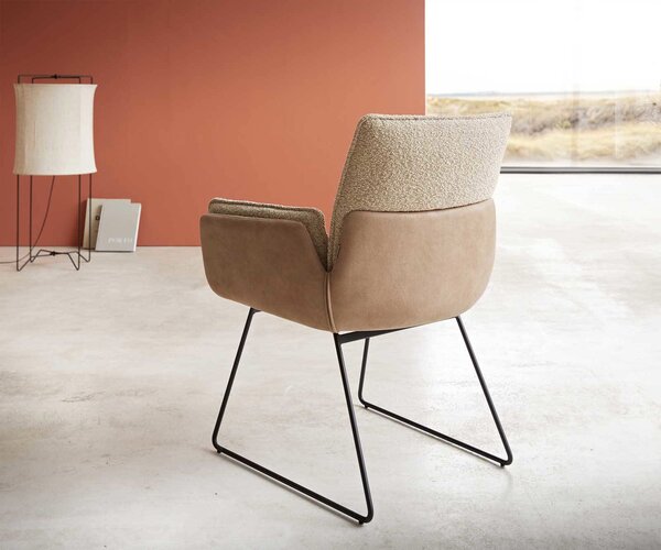 DELIFE Jídelní židle Nela-Flex kombinace materiálů tmavě béžová tenká podnož černá