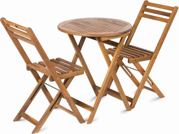 FIELDMANN FDZN 4003-T Balkónový set 2ks idle s poltáky 520 x 380 x 800 mm + 1ks stl 600 x 600 x 720 mm, pírodní dřevo Akácie