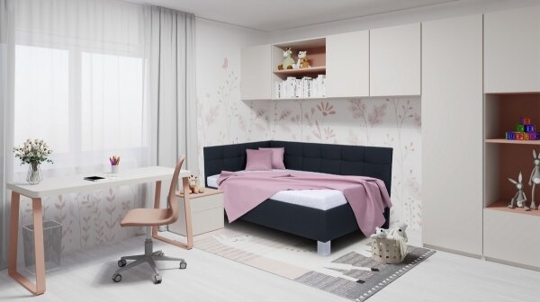 Čalouněná postel s matrací a úložným prostorem MARIA PETITE 120x200 cm antracit