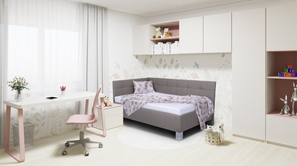 Čalouněná postel s matrací a úložným prostorem MARIA PETITE 120x200 cm taupe