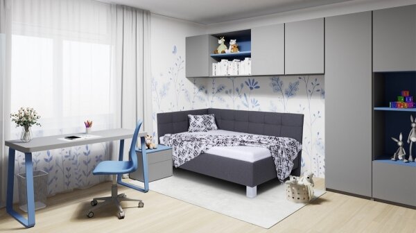 Čalouněná postel s úložným prostorem bez matrace MARIA PETITE 120x200 cm šedá