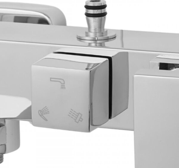 Erga Cube, sprchová baterie s vanovým výtokem a horním připojením sprchového sloupu, 150 mm, chromová, ERG-YKA-BW.CB-CHR