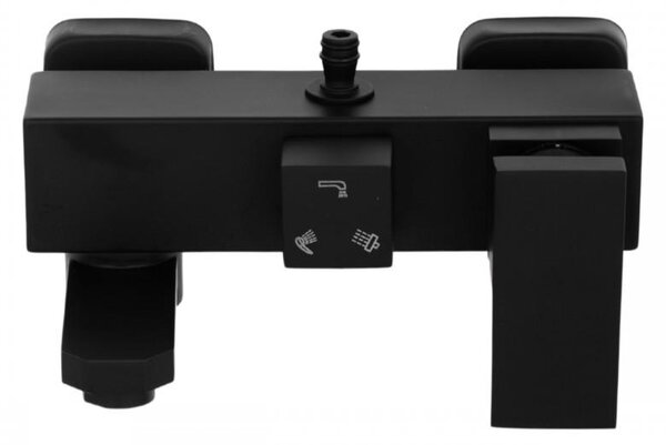 Erga Cube, sprchová baterie s vanovým výtokem a horním připojením sprchového sloupu, 150 mm, černá matná, ERG-YKA-BW.CB-BLK