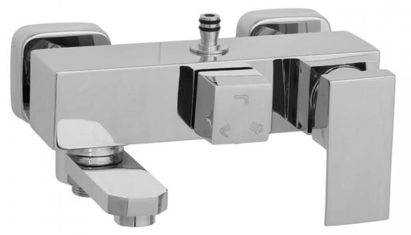 Erga Cube, sprchová baterie s vanovým výtokem a horním připojením sprchového sloupu, 150 mm, chromová, ERG-YKA-BW.CB-CHR