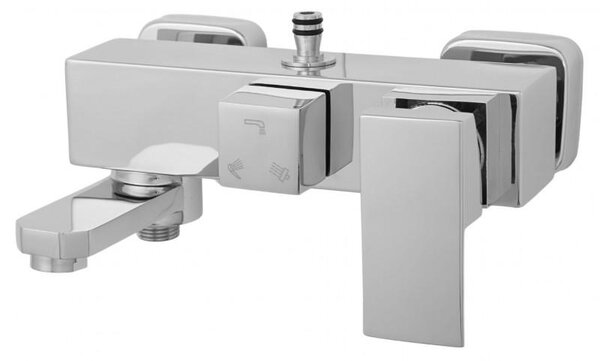 Erga Cube, sprchová baterie s vanovým výtokem a horním připojením sprchového sloupu, 150 mm, chromová, ERG-YKA-BW.CB-CHR