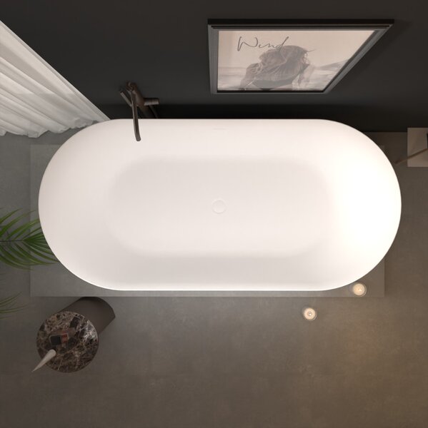 Erga Rhea, volně stojící vana 150x75 cm + odtoková zátka, bílá lesklá, ERG-RHEA-150075-WH-WH