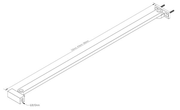 Erga Paris, rohová vzpěra pro sprchové zástěny o tloušťce skla 6(8)mm, délka 45cm, černá matná, ERG-V02-PARIS-BAR45-BK