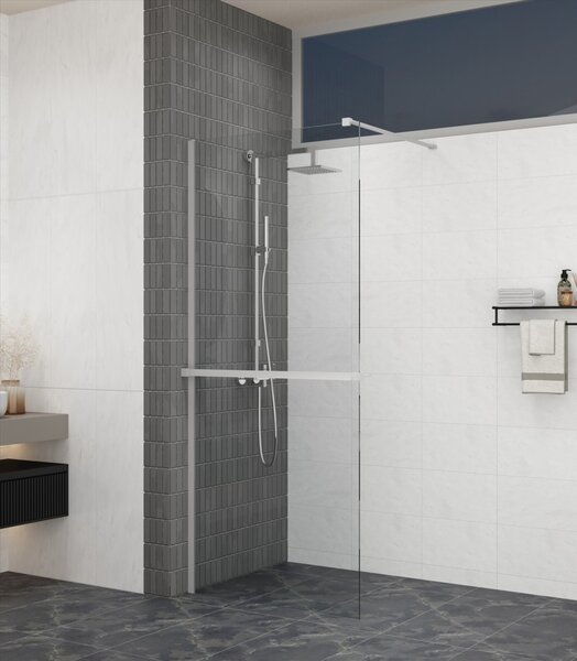 Erga Paris, sprchová zástěna Walk-In 60x200 cm, 8mm šedé sklo, bílý matný profil, ERG-V02-PARIS-060x200-GR-WH