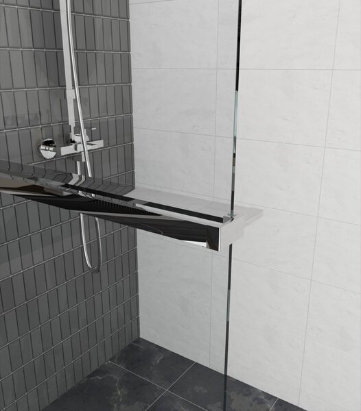 Erga Paris, polička/držák na ručníky pro sprchovou zástěnu (max. 140cm), chromová, ERG-V02-PARIS-SHELF-CR