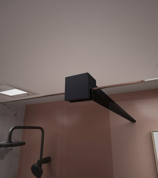 Erga Paris, sprchová zástěna Walk-In 50x200 cm, 8mm šedé sklo, černý profil, ERG-V02-PARIS-050x200-GR-BK