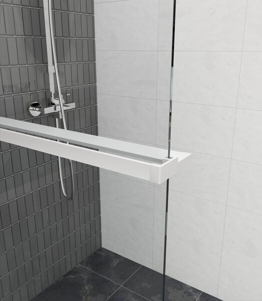 Erga Paris, sprchová zástěna Walk-In 60x200 cm, 8mm šedé sklo, bílý matný profil, ERG-V02-PARIS-060x200-GR-WH