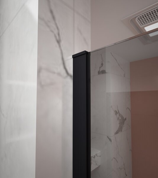 Erga Paris, sprchová zástěna Walk-In 50x200 cm, 8mm šedé sklo, černý profil, ERG-V02-PARIS-050x200-GR-BK