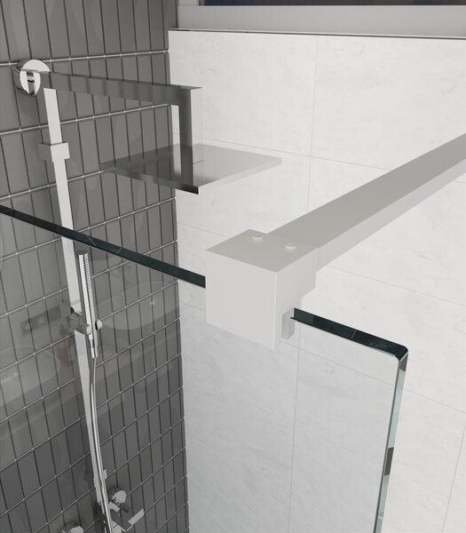 Erga Paris, sprchová zástěna Walk-In 60x200 cm, 8mm šedé sklo, bílý matný profil, ERG-V02-PARIS-060x200-GR-WH