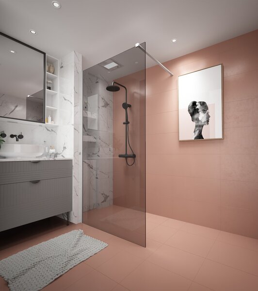 Erga Paris, sprchová zástěna Walk-In 60x200 cm, 8mm šedé sklo, bílý matný profil, ERG-V02-PARIS-060x200-GR-WH