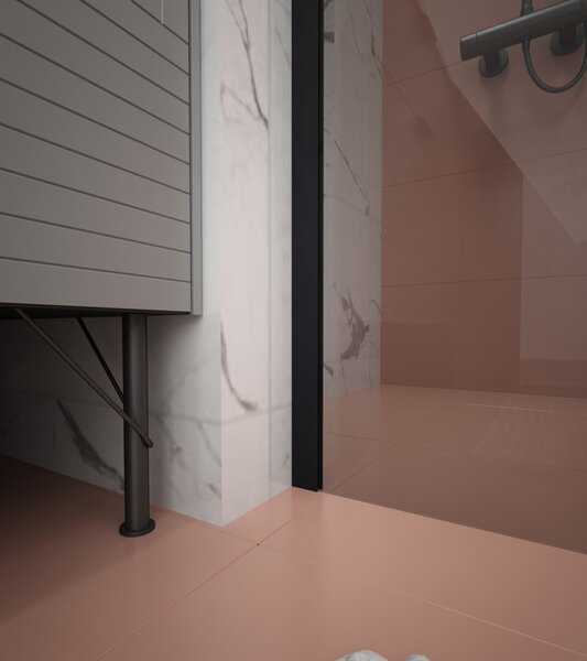 Erga Paris, sprchová zástěna Walk-In 50x200 cm, 8mm šedé sklo, černý profil, ERG-V02-PARIS-050x200-GR-BK