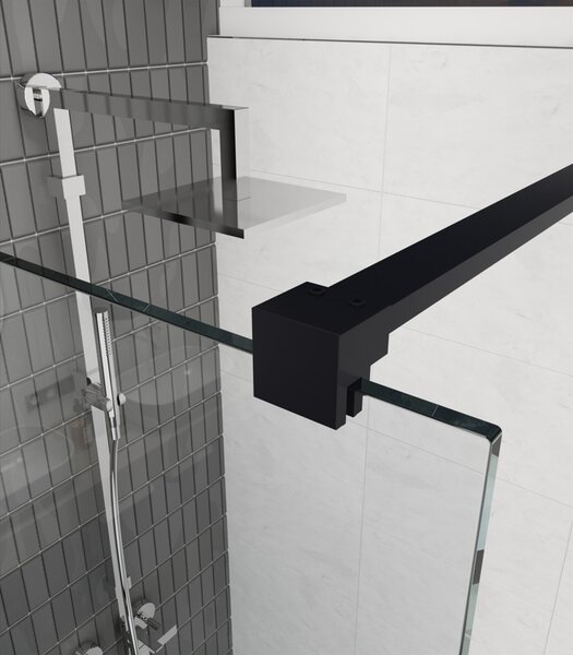 Erga Paris, sprchová zástěna Walk-In 50x200 cm, 8mm šedé sklo, černý profil, ERG-V02-PARIS-050x200-GR-BK