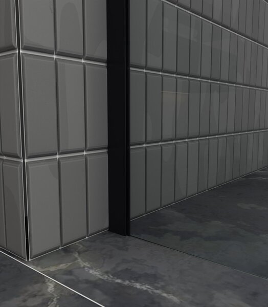 Erga Paris, sprchová zástěna Walk-In 50x200 cm, 8mm šedé sklo, černý profil, ERG-V02-PARIS-050x200-GR-BK