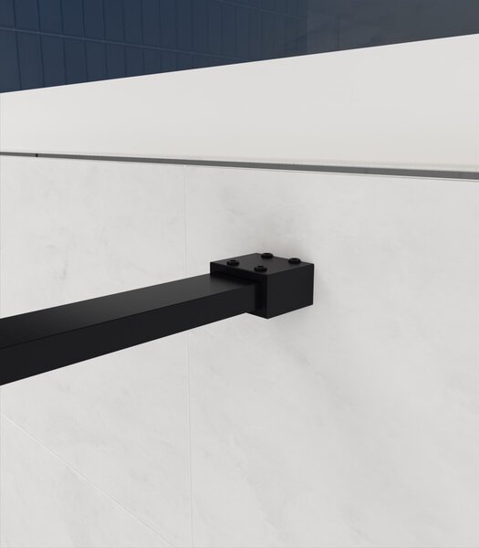 Erga Paris, sprchová zástěna Walk-In 50x200 cm, 8mm šedé sklo, černý profil, ERG-V02-PARIS-050x200-GR-BK