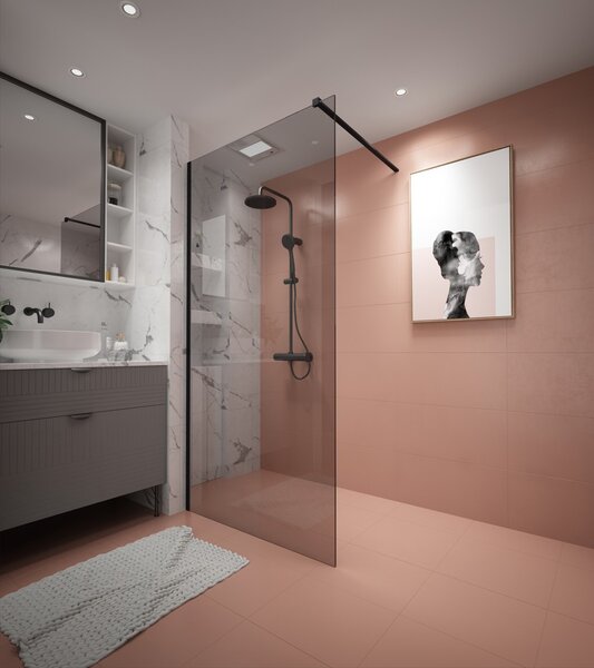 Erga Paris, sprchová zástěna Walk-In 50x200 cm, 8mm šedé sklo, černý profil, ERG-V02-PARIS-050x200-GR-BK
