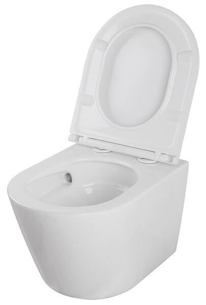 Laveo Nida Cycleon 2.0, závěsná WC mísa s toaletním sedátkem z duroplastu, Vortex splachování, bílá lesklá, LAV-VMN_609S