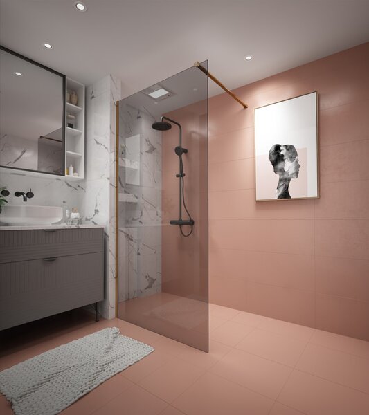 Erga Paris, sprchová zástěna Walk-In 50x200 cm, 8mm šedé sklo, zlatý matný profil, ERG-V02-PARIS-050x200-GR-GB