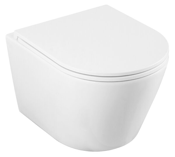 Laveo Nida Cycleon 2.0, závěsná WC mísa s toaletním sedátkem z duroplastu, Vortex splachování, bílá lesklá, LAV-VMN_609S