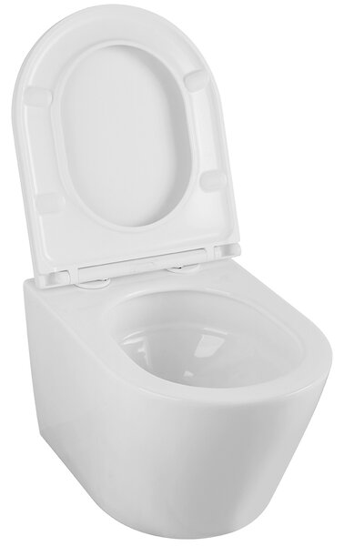 Laveo Nida Cycleon 2.0, závěsná WC mísa s toaletním sedátkem z duroplastu, Vortex splachování, bílá lesklá, LAV-VMN_609S