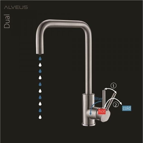 ALVEUS 1139812 - Dřezová baterie DUAL 37 cm granit/černá